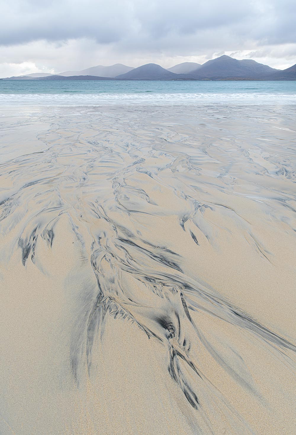 Luskentyre beach low tide forms patterns